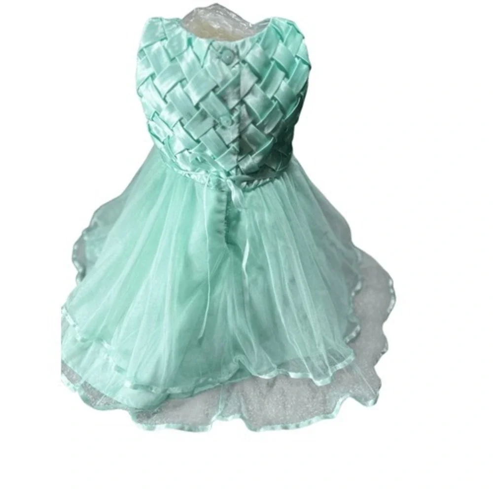 Toddler Girl 12M Mint Green Formal Tulle Dress Rhinestone Flower Girl Easter